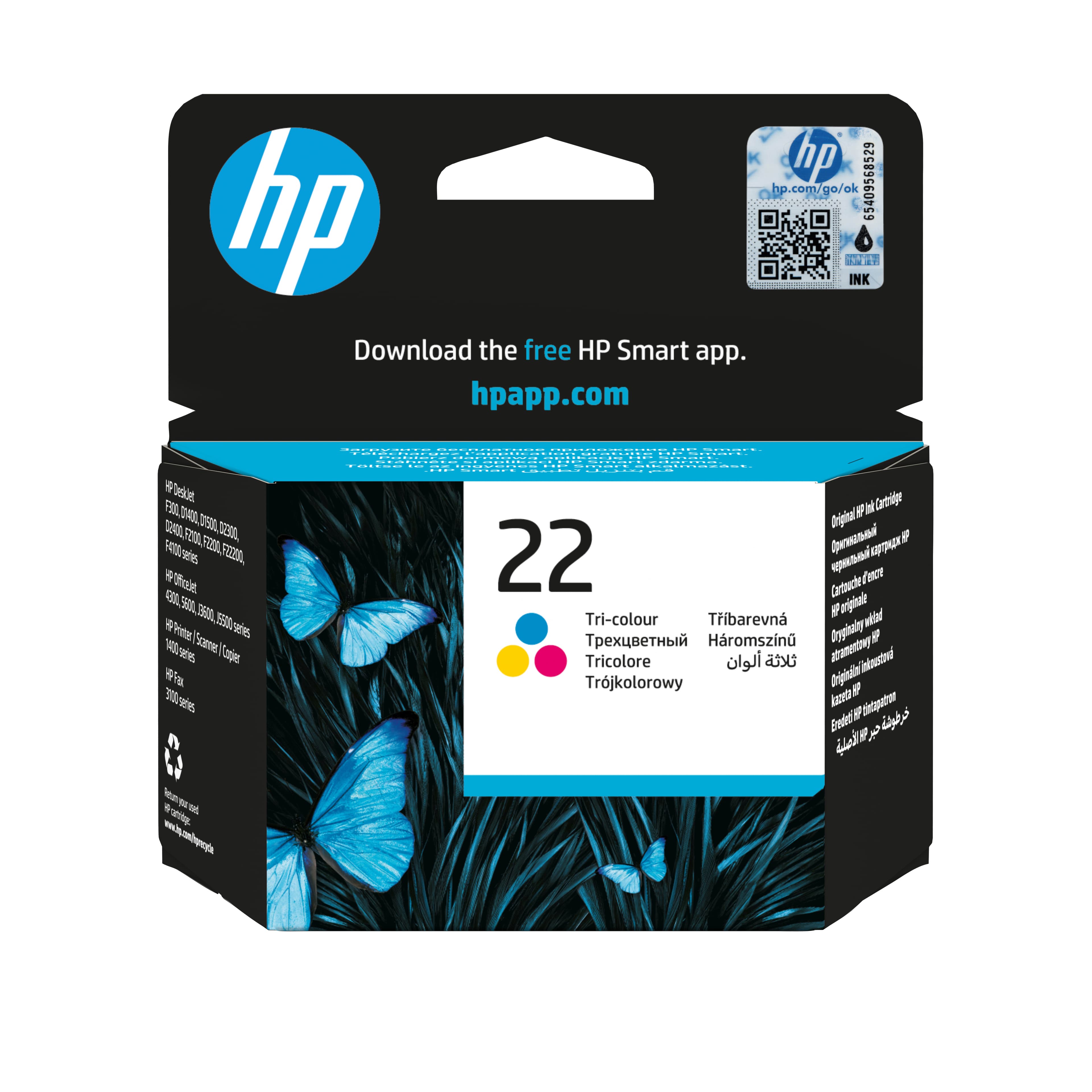 HP 22 TRI-COLOR ORIGINAL INK EN/RU/FR/PL/CZ/HU CARTRIDGE