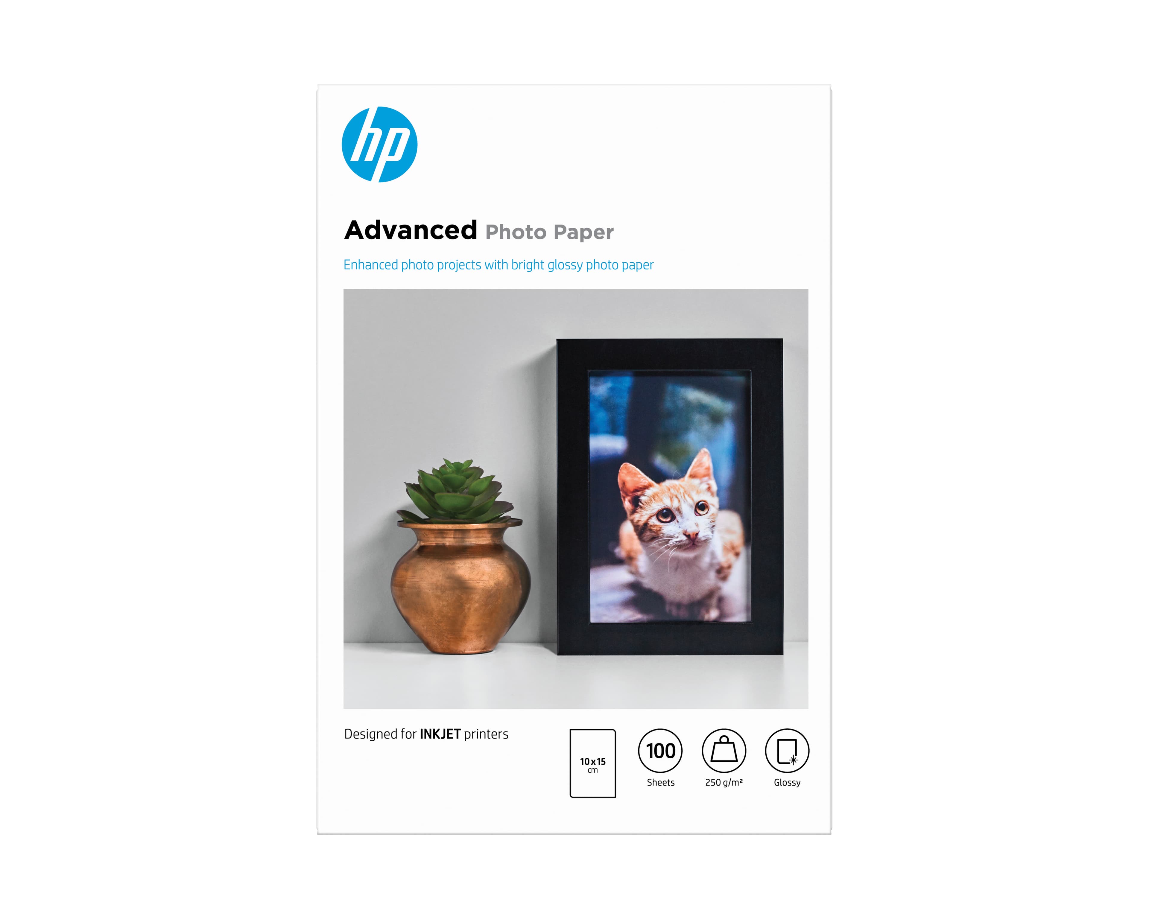 HP ADVANCED GLOSSY PHOTO PAPER - BRILLANT - 100 X 150 MM - 250 G/M² - 100 FEUILLE(S) PAPIER PHOTO - POUR ENVY 50XX, 76XX, ENVY INSPIRE 7920, OFFICEJET 52XX, 80XX, PHOTOSMART B110, WIRELESS B110