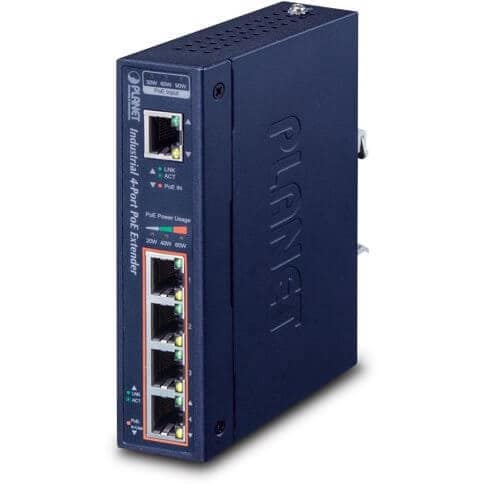 EXTENDER INDUS 1XRJ45 IN (BT) / 4XRJ45 OUT (AT)