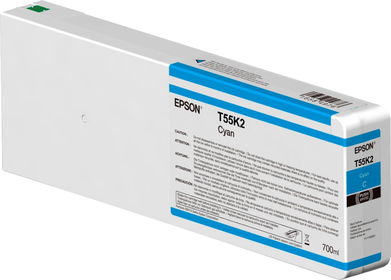 EPSON T55K2 - 700 ML - CYAN - ORIGINAL - CARTOUCHE D'ENCRE - POUR SURECOLOR SC-P6000, SC-P7000, SC-P7000V, SC-P8000, SC-P9000, SC-P9000V