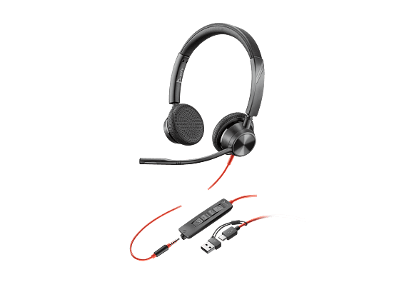 POLY BLACKWIRE 3325 - BLACKWIRE 3300 SERIES - MICRO-CASQUE - SUR-OREILLE - FILAIRE - JACK 3,5MM, USB-C - NOIR - CERTIFIÉ UC - REPLACES POLY SKU 213939-101