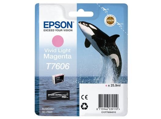 EPSON T7606 - 25.9 ML - MAGENTA VIF CLAIR - ORIGINAL - BLISTER - CARTOUCHE D'ENCRE - POUR SURECOLOR SC-P600