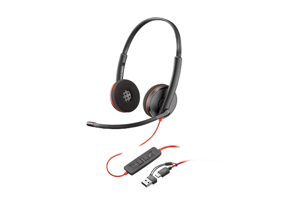 POLY BLACKWIRE 3220 STEREO USB-C HEADSET +USB-C/A ADAPTER - REPLACES POLY SKU 209749-22