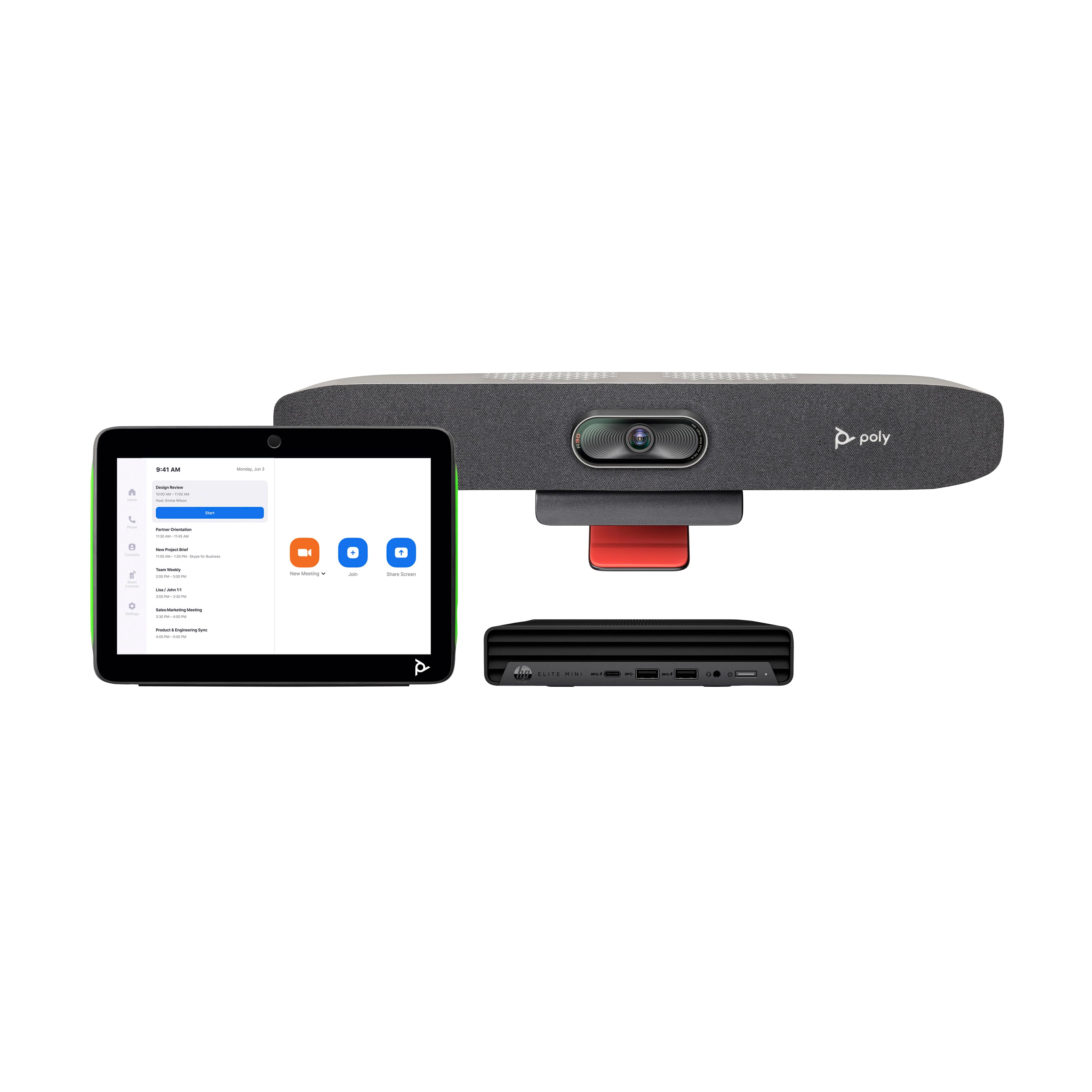 POLY STUDIO SMALL ROOM BUNDLE - POUR ZOOM ROOMS - KIT DE VIDÉO-CONFÉRENCE (MINI PC DE CONFÉRENCE HP, POLY STUDIO R30 VIDEO BAR, CONTRÔLEUR TACTILE POLY TC10) - CERTIFIÉ ZOOM, CERTIFIÉ POUR MICROSOFT TEAMS - SABLE - REPLACES POLY SKU 7230-88140-101