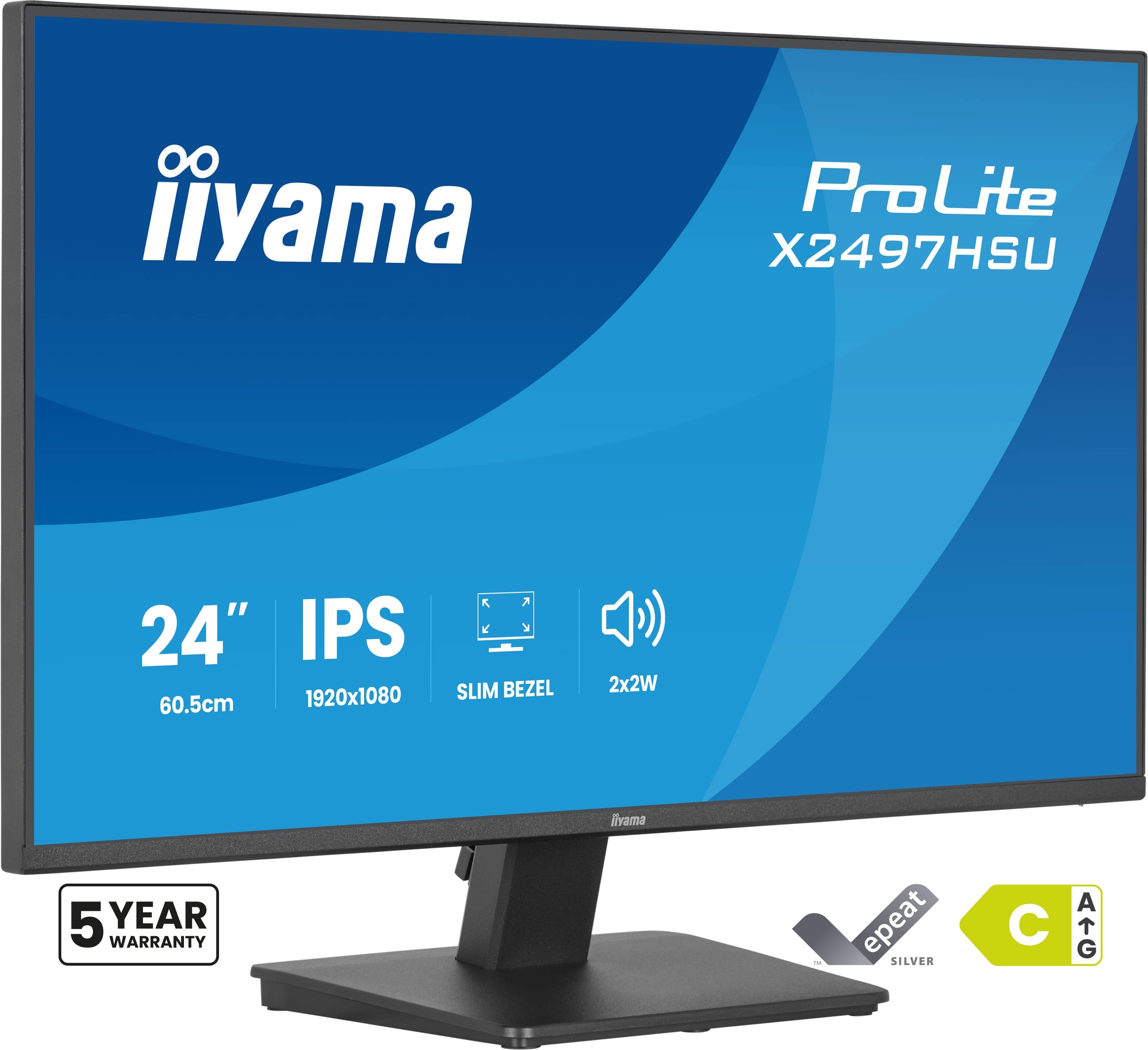 IIYAMA PROLITE X2497HSU-B1 - ÉCRAN LED - 23.8" - 1920 X 1080 FULL HD (1080P) @ 120 HZ - IPS - 350 CD/M² - 1500:1 - 4 MS - HDMI, DISPLAYPORT - HAUT-PARLEURS - NOIR MAT