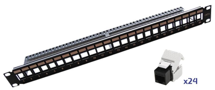 PANNEAU DE BRASSAGE 24 PORTS 19" 1U CAT 6 U/UTP
