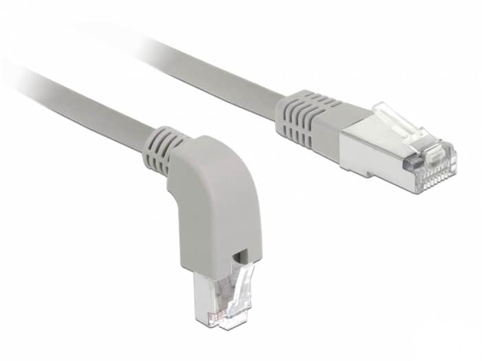 CORDON RJ45 CAT 6A S/FTP COUDÉ B/ DROIT 1M BEIGE