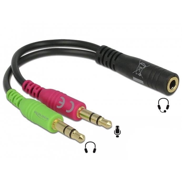 ADAPTATEUR AUDIO 3,5MM 2 JACK M 3PT 1 JACK F 4 PT