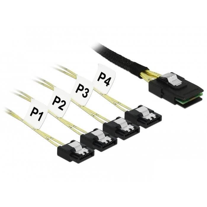 CÂBLE MINI SAS SFF-8087 > 4SATA 7PTS 0,5 M BRO+MET