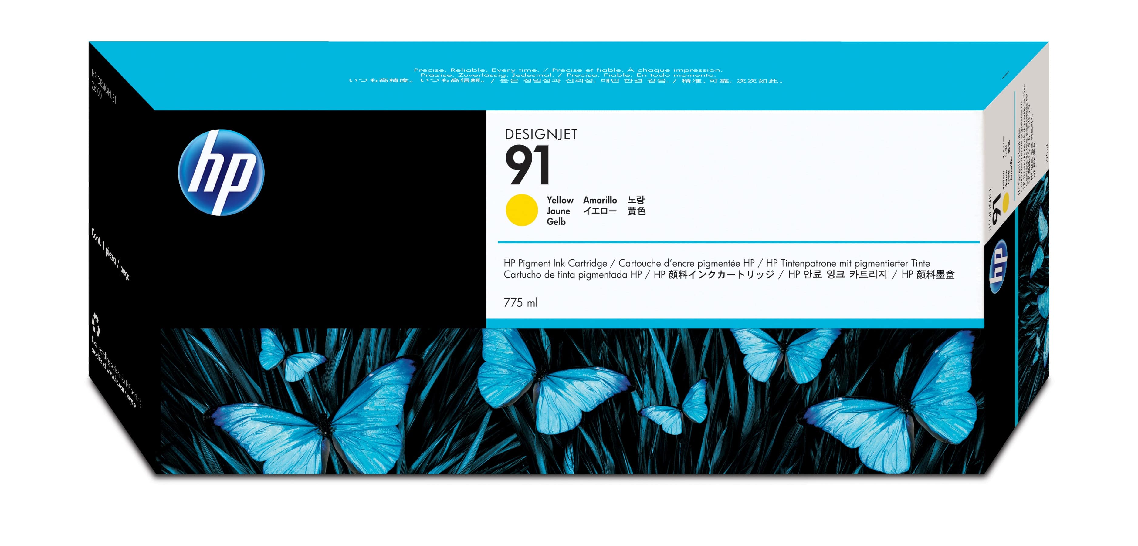 HP 91 - 775 ML - JAUNE - ORIGINAL - DESIGNJET - CARTOUCHE D'ENCRE - POUR DESIGNJET Z6100, Z6100PS