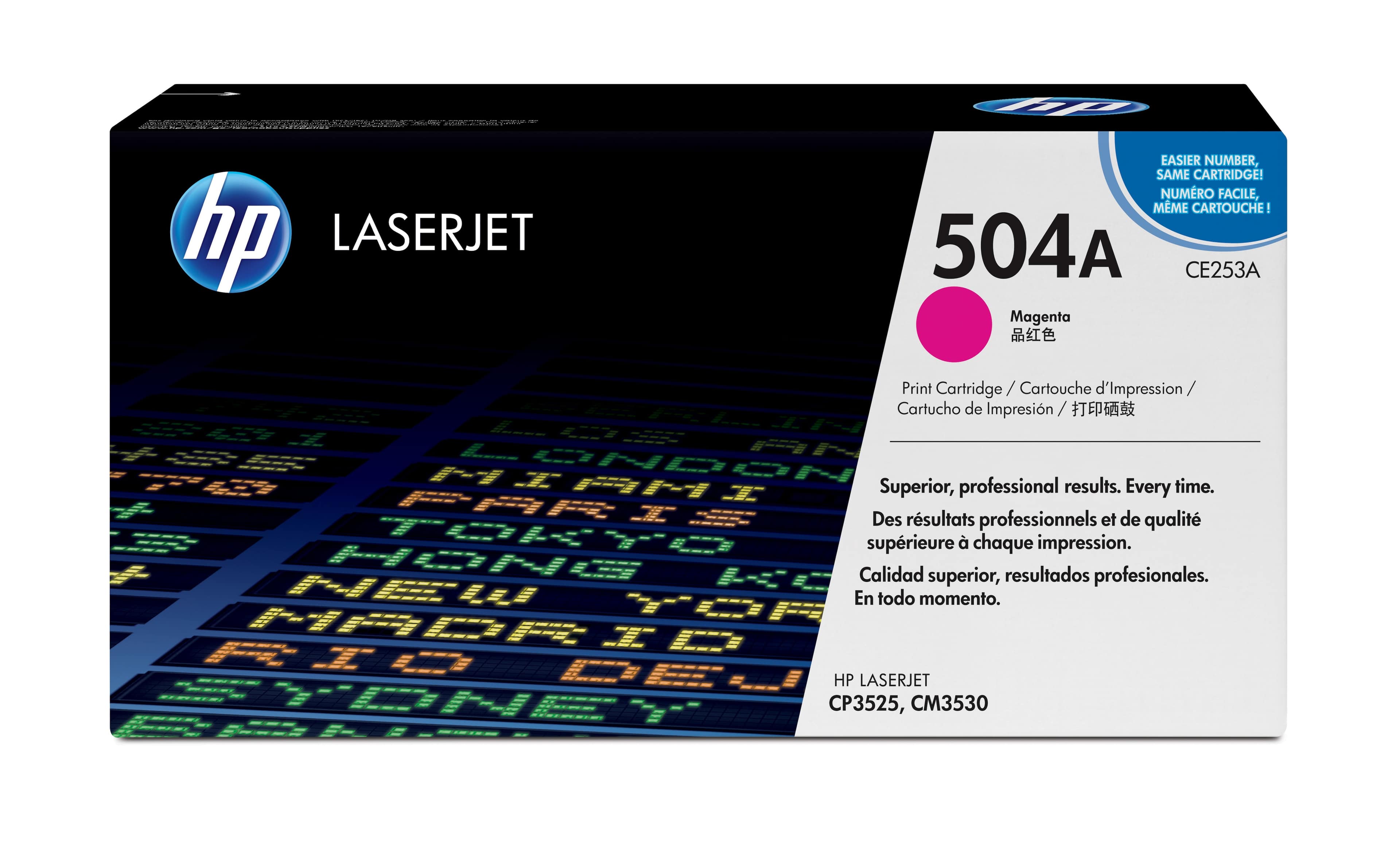 HP 504A - MAGENTA - ORIGINAL - LASERJET - CARTOUCHE DE TONER (CE253A) - POUR COLOR LASERJET CM3530 MFP, CM3530FS MFP, CP3525, CP3525DN, CP3525N, CP3525X