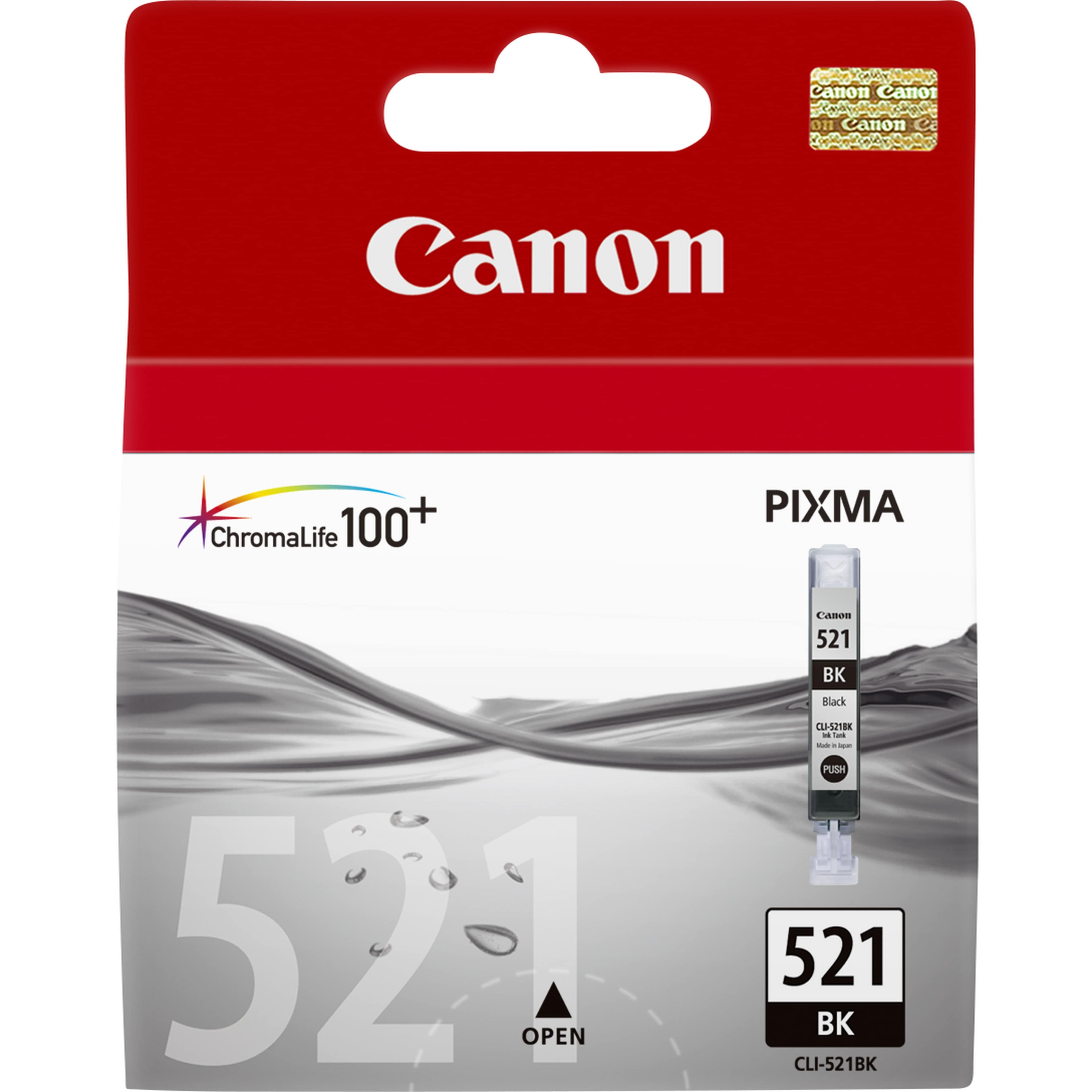 CANON CLI-521BK - 9 ML - PHOTO NOIRE - ORIGINAL - RÉSERVOIR D'ENCRE - POUR PIXMA IP3600, IP4700, MP540, MP550, MP560, MP620, MP630, MP640, MP980, MP990, MX860, MX870