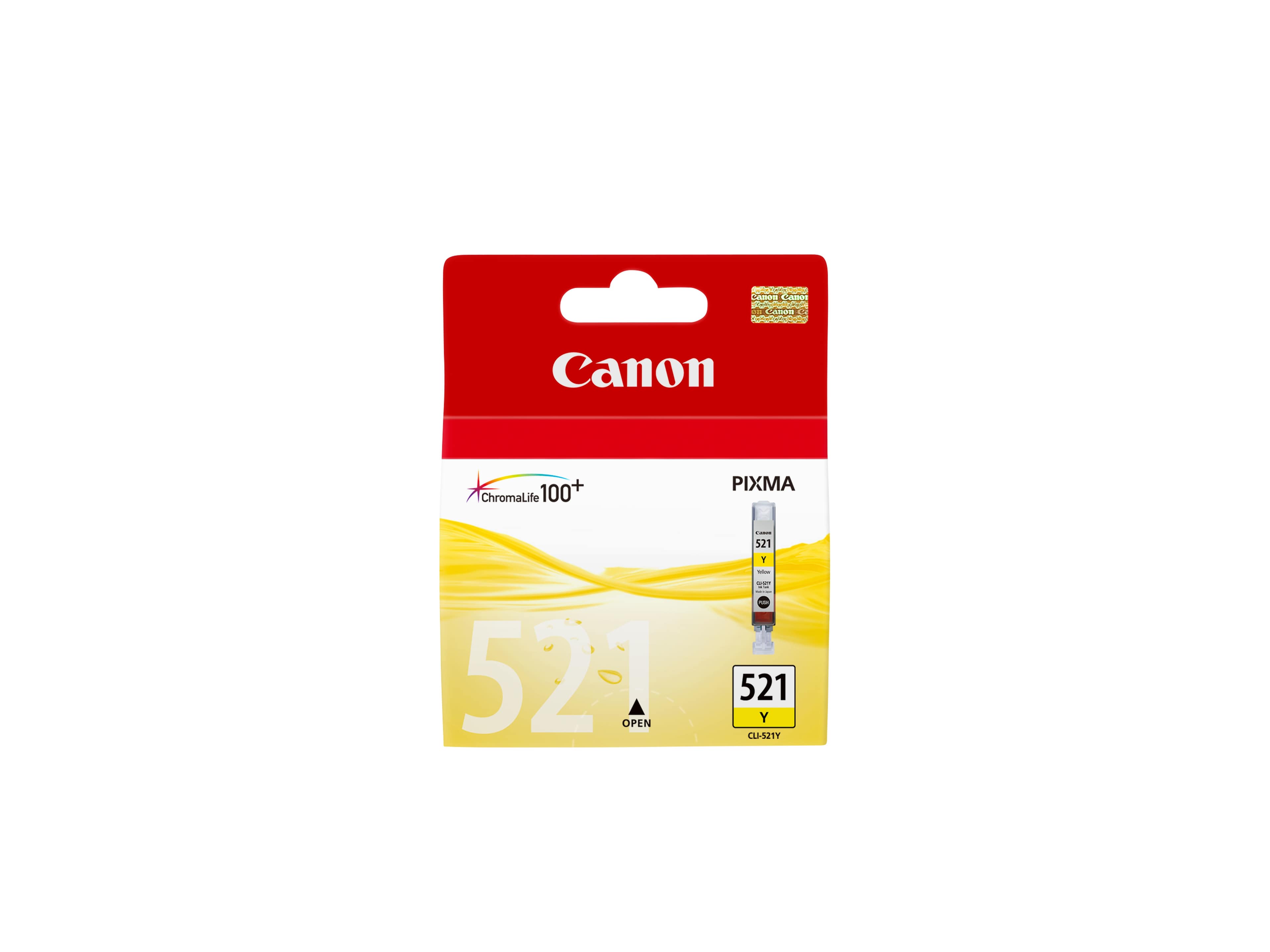 CANON CLI-521Y - 9 ML - JAUNE - ORIGINAL - RÉSERVOIR D'ENCRE - POUR PIXMA IP3600, IP4700, MP540, MP550, MP560, MP620, MP630, MP640, MP980, MP990, MX860, MX870