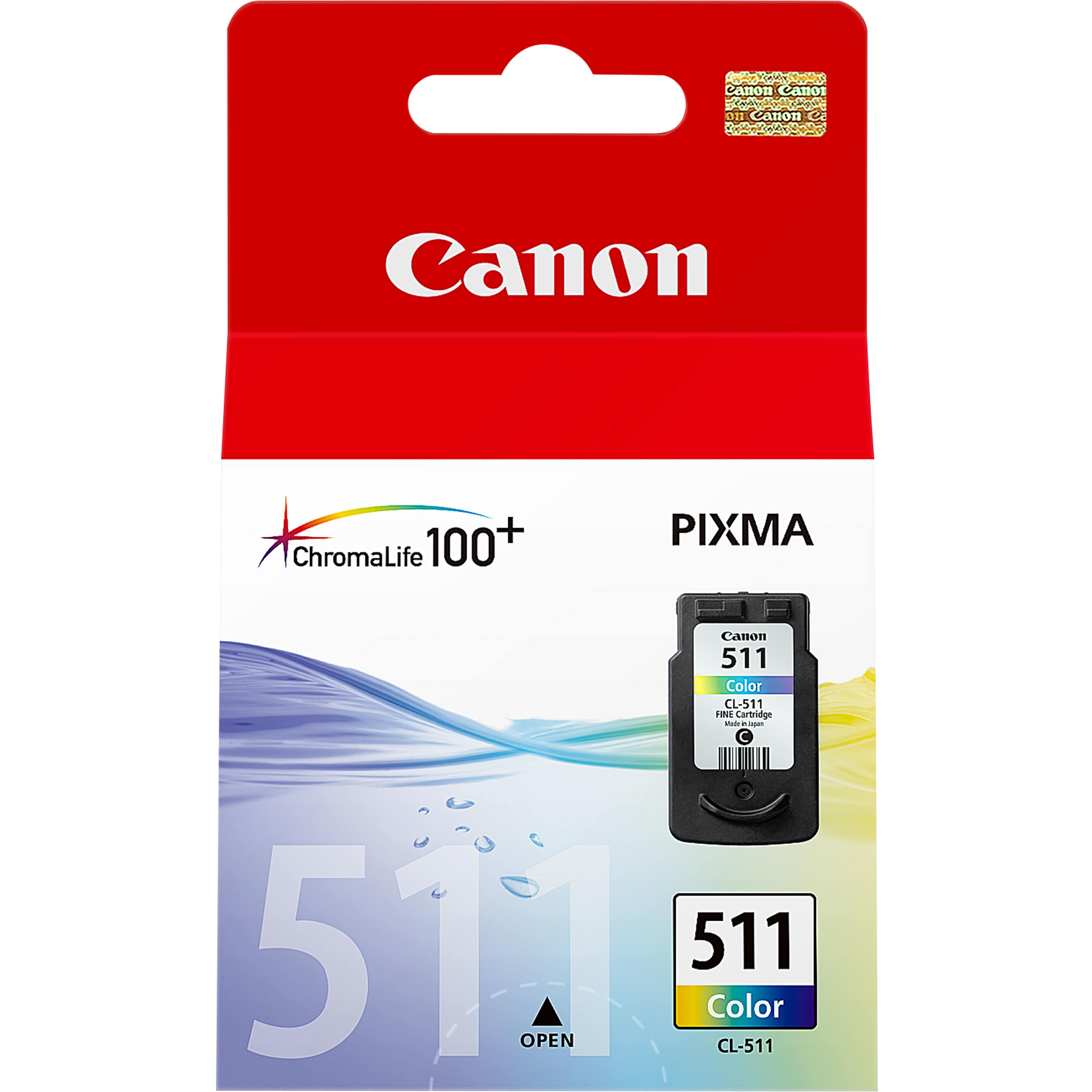 CANON CL-511 - 9 ML - COULEUR (CYAN, MAGENTA, JAUNE) - ORIGINAL - CARTOUCHE D'ENCRE - POUR PIXMA MP230, MP237, MP252, MP258, MP272, MP280, MP282, MP495, MP499, MX360, MX410, MX420