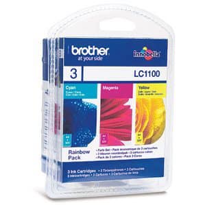 BROTHER LC1100RBWBP - JAUNE, CYAN, MAGENTA - ORIGINAL - BLISTER - CARTOUCHE D'ENCRE - POUR BROTHER DCP-185, 395, 6690, J715, MFC-490, 5490, 790, 795, 990, J615, JUSTIO MFC-5890